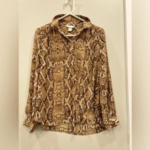 H&M lightweight button down, women’s snakeskin print top